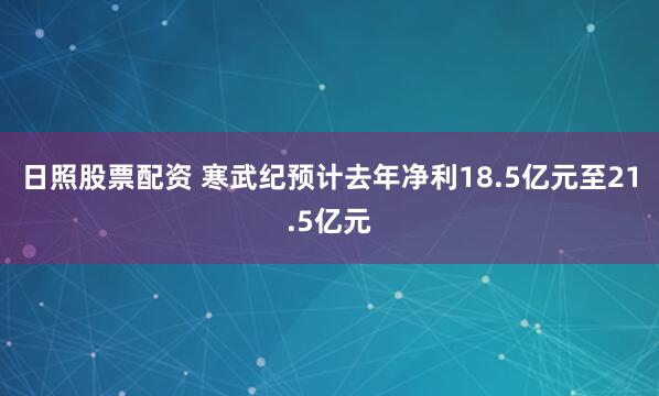 日照股票配资 寒武纪预计去年净利18.5亿元至21.5亿元